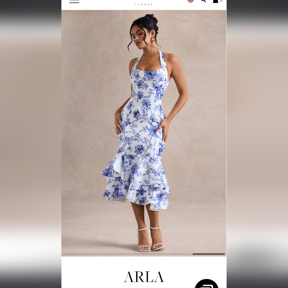 Club London Blue Floral Women's Midi Dress